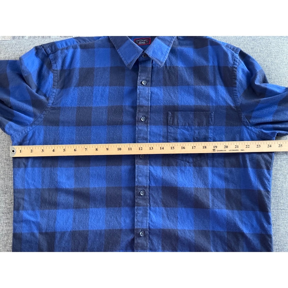 UNTUCKit Mens‎ XL Blue Navy Buffalo Plaid Flannel Button Down Shirt Cotton - Picture 4 of 5